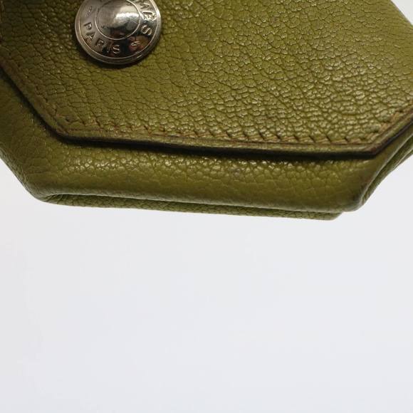 HERMES Revan Cattle Coin Purse Leather Green Auth yb333 - Picture 7 of 16